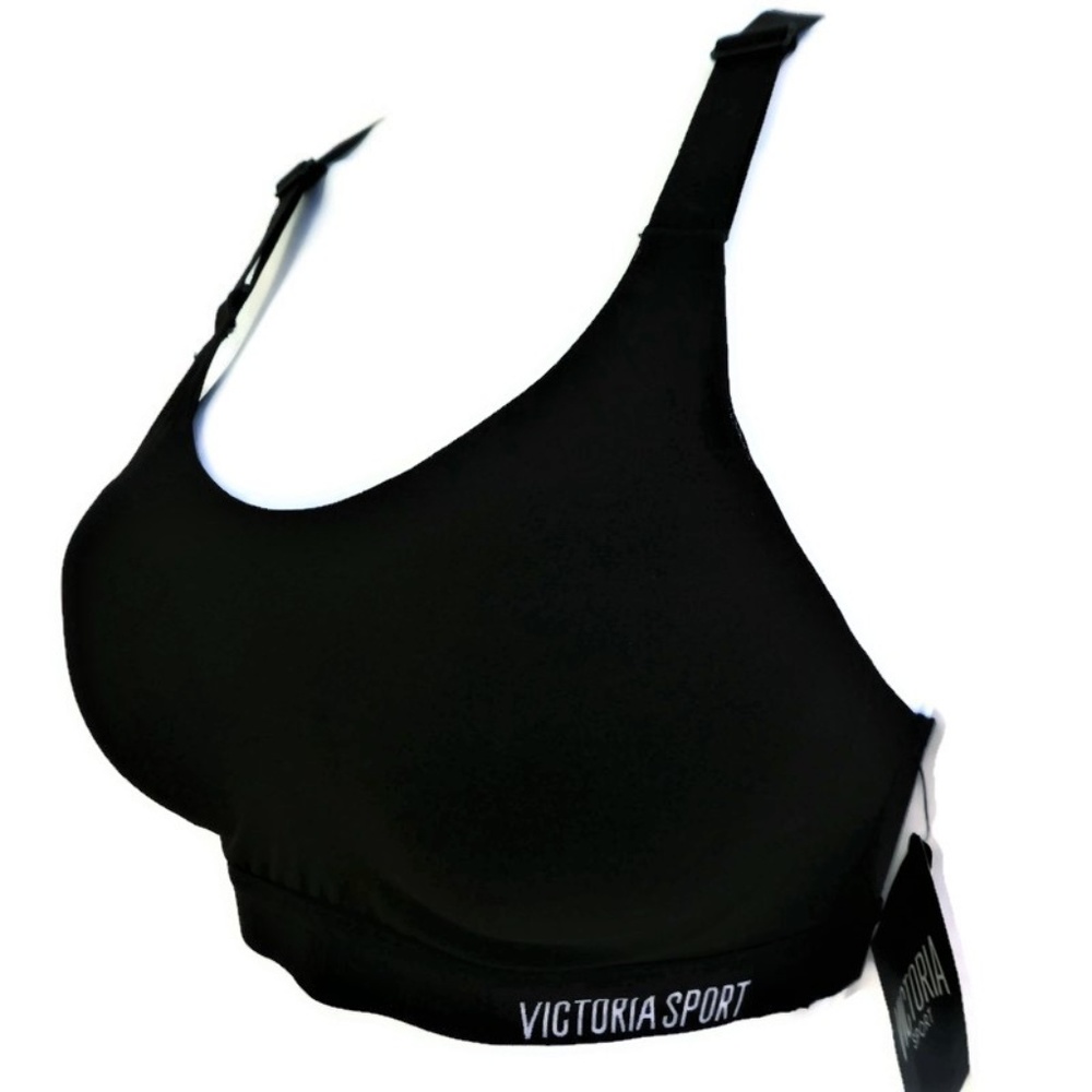 NEW Victorias Secret Lightweight Sport Bra Black Adjustable Straps Wireless 32C